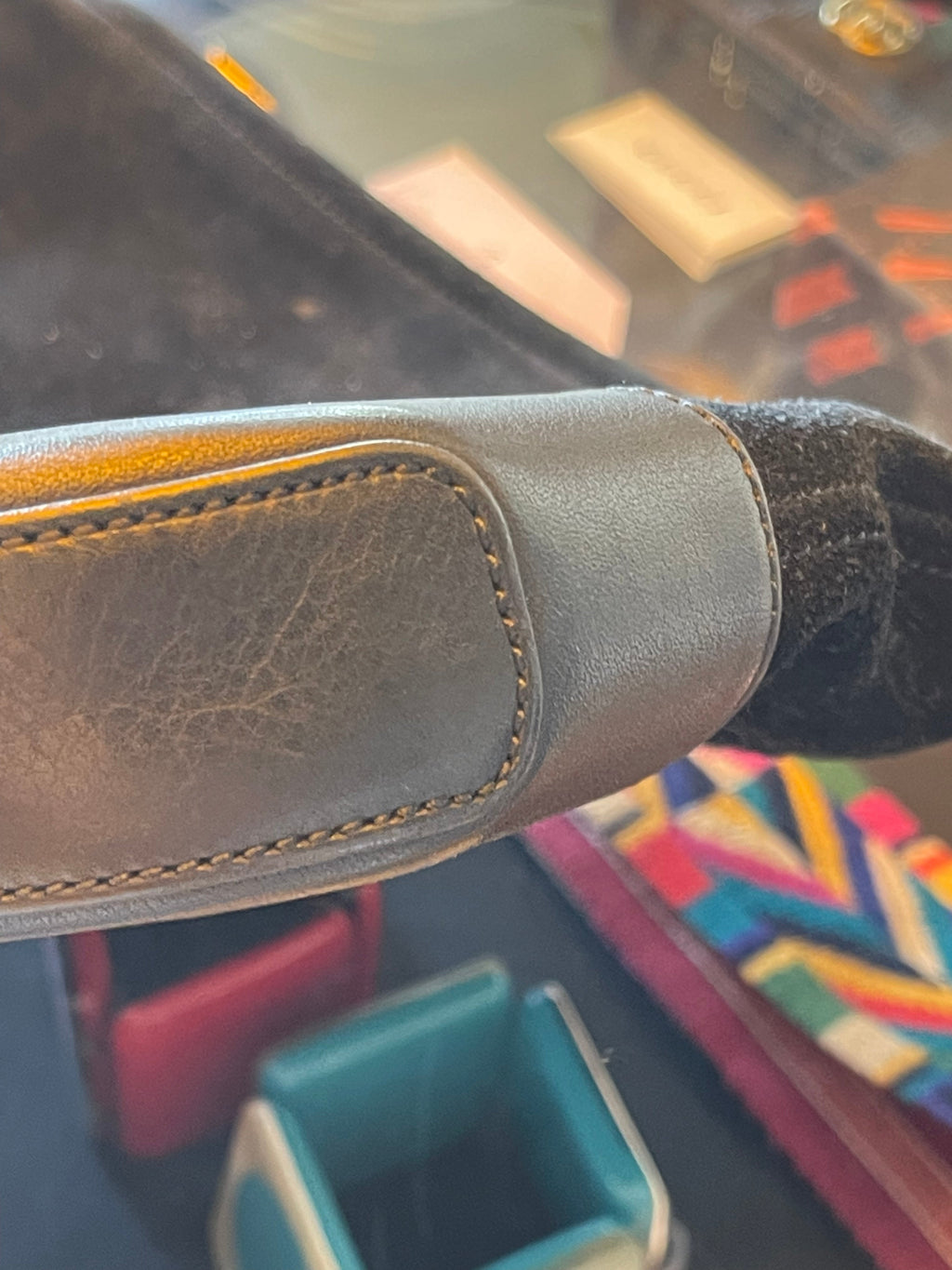Loewe Black Suede Logo Shoulder Bag