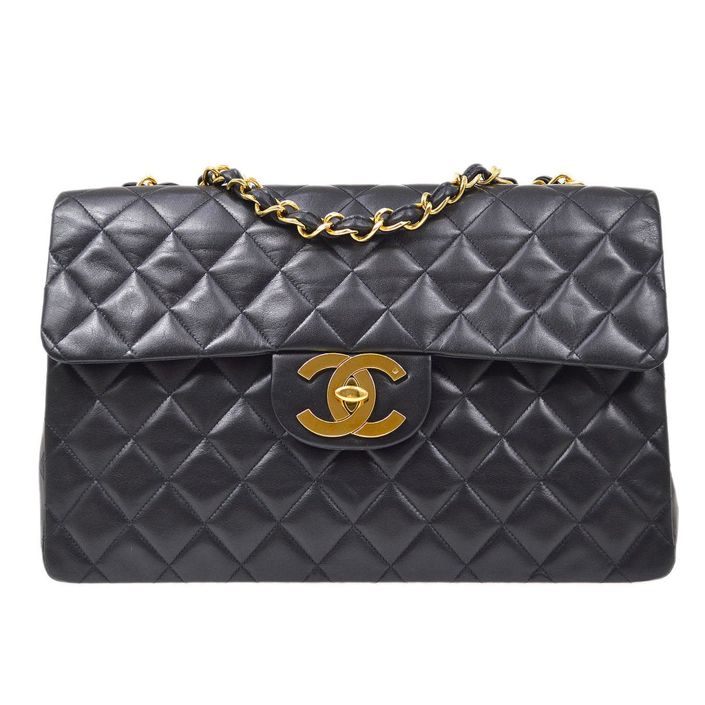 CHANEL 1994-1996 Classic Flap Maxi Black Lambskin 70770