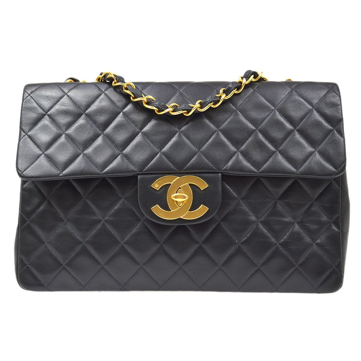 CHANEL 1994-1996 Classic Flap Maxi Black Lambskin 80517