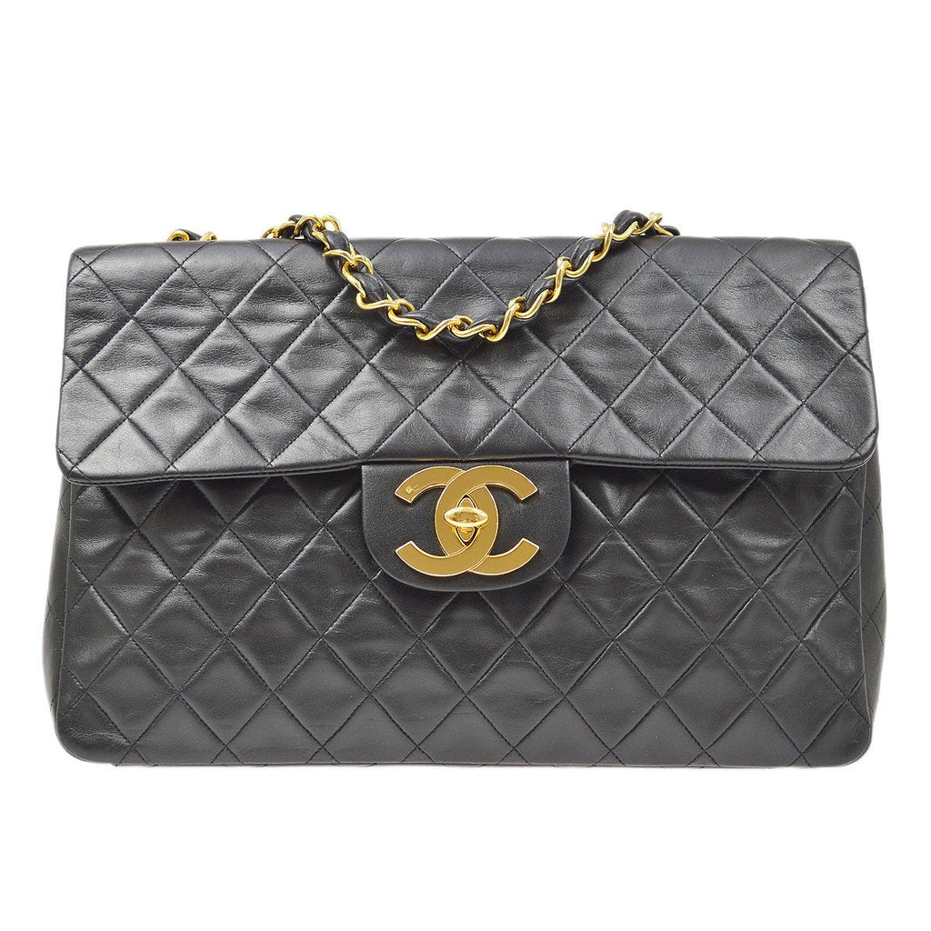 CHANEL 1994-1996 Classic Flap Maxi Black Lambskin 80511