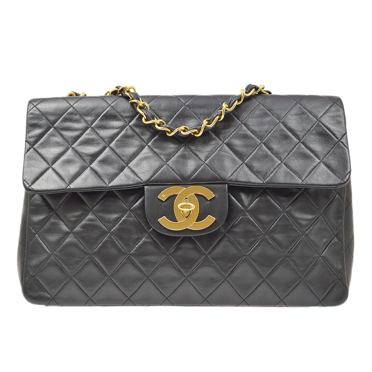 CHANEL 1994-1996 Classic Flap Maxi Black Lambskin 80511