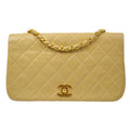 CHANEL 1989-1991 Turnlock Full Flap Small Beige Lambskin 81124