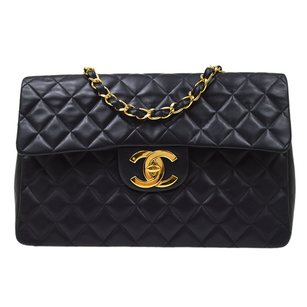 CHANEL 1994-1996 Classic Flap Maxi Black Lambskin 61466