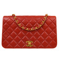 CHANEL 1989-1991 Red Lambskin Turnlock Full Flap Small 82572