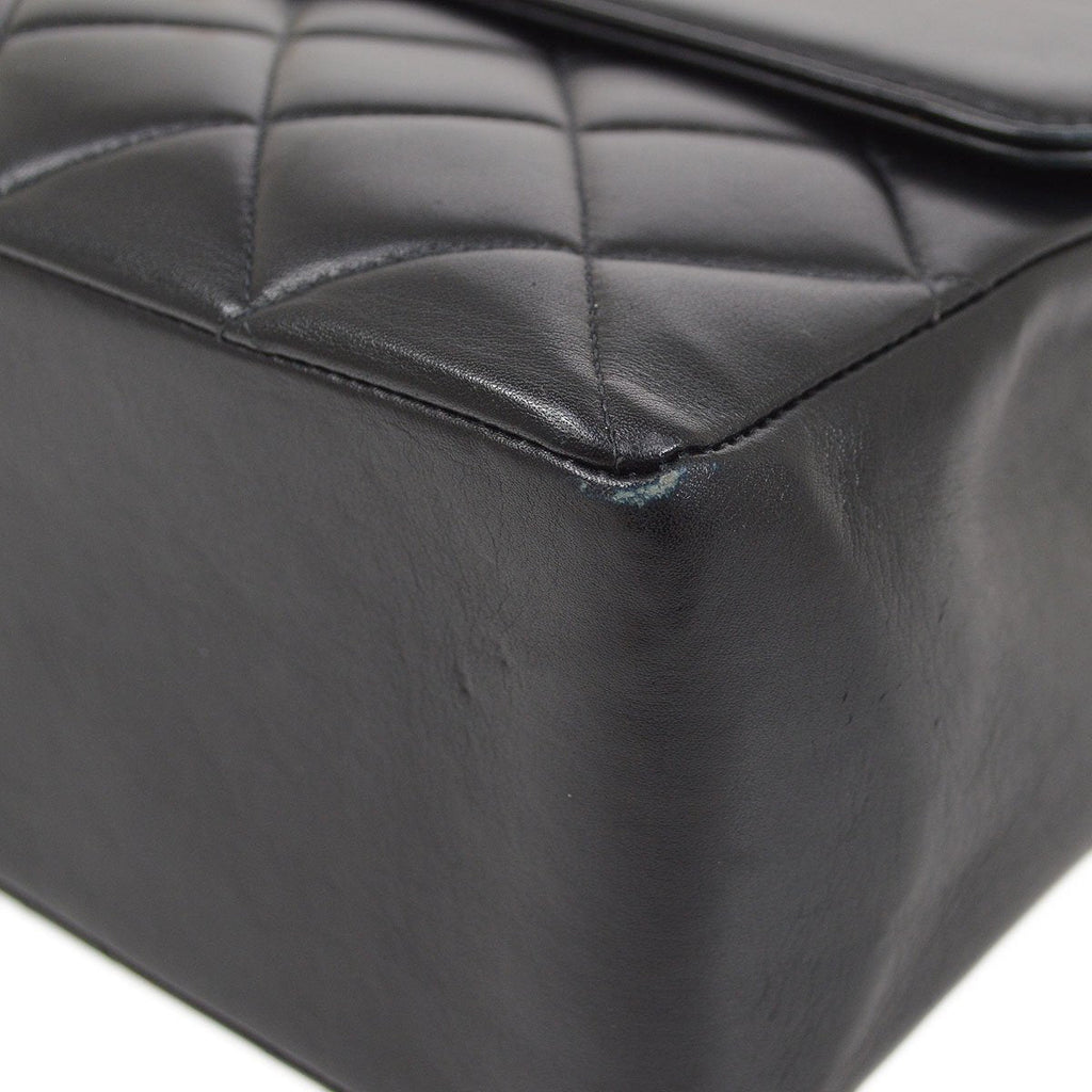 CHANEL 1991-1994 Quilted CC Flap Maxi Black Lambskin 72350