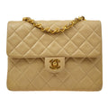 CHANEL 1991-1994 Classic Square Flap 20 Beige Lambskin 91609