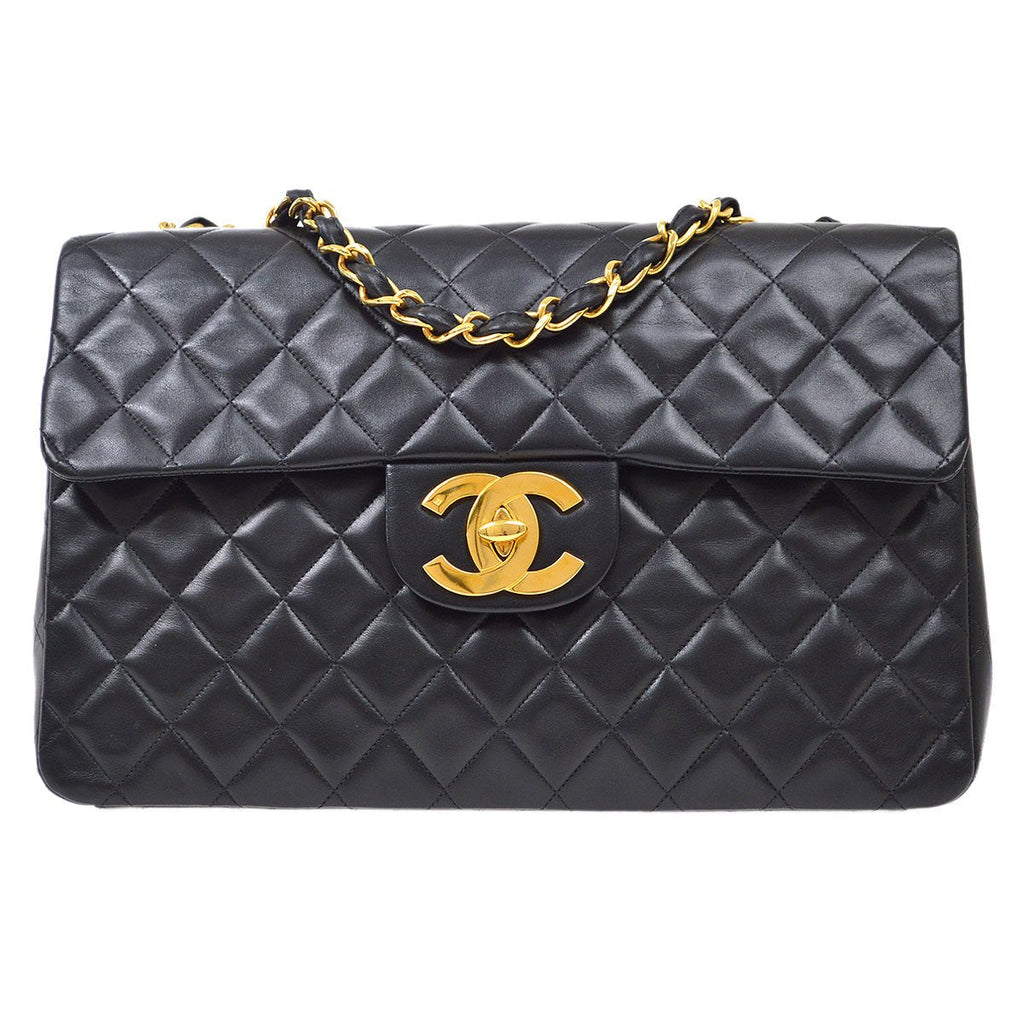 CHANEL 1994-1996 Classic Flap Maxi Black Lambskin 92994