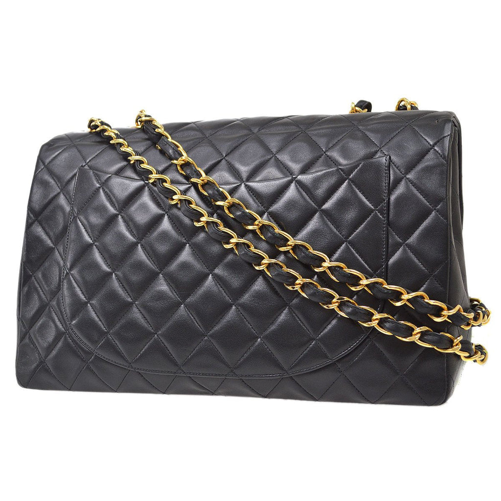 CHANEL 1994-1996 Classic Flap Maxi Black Lambskin 92994