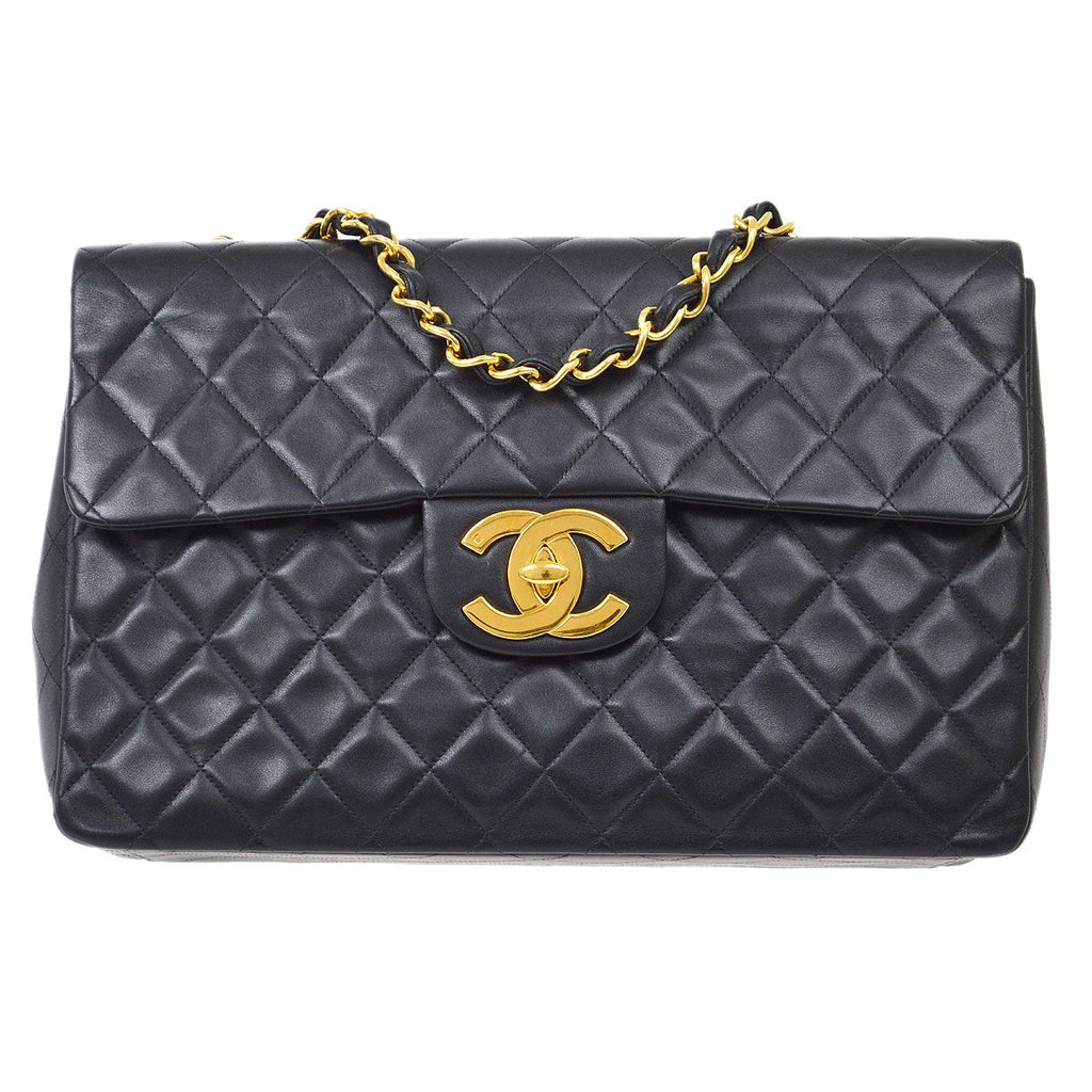 CHANEL 1994-1996 Classic Flap Maxi Black Lambskin 92998