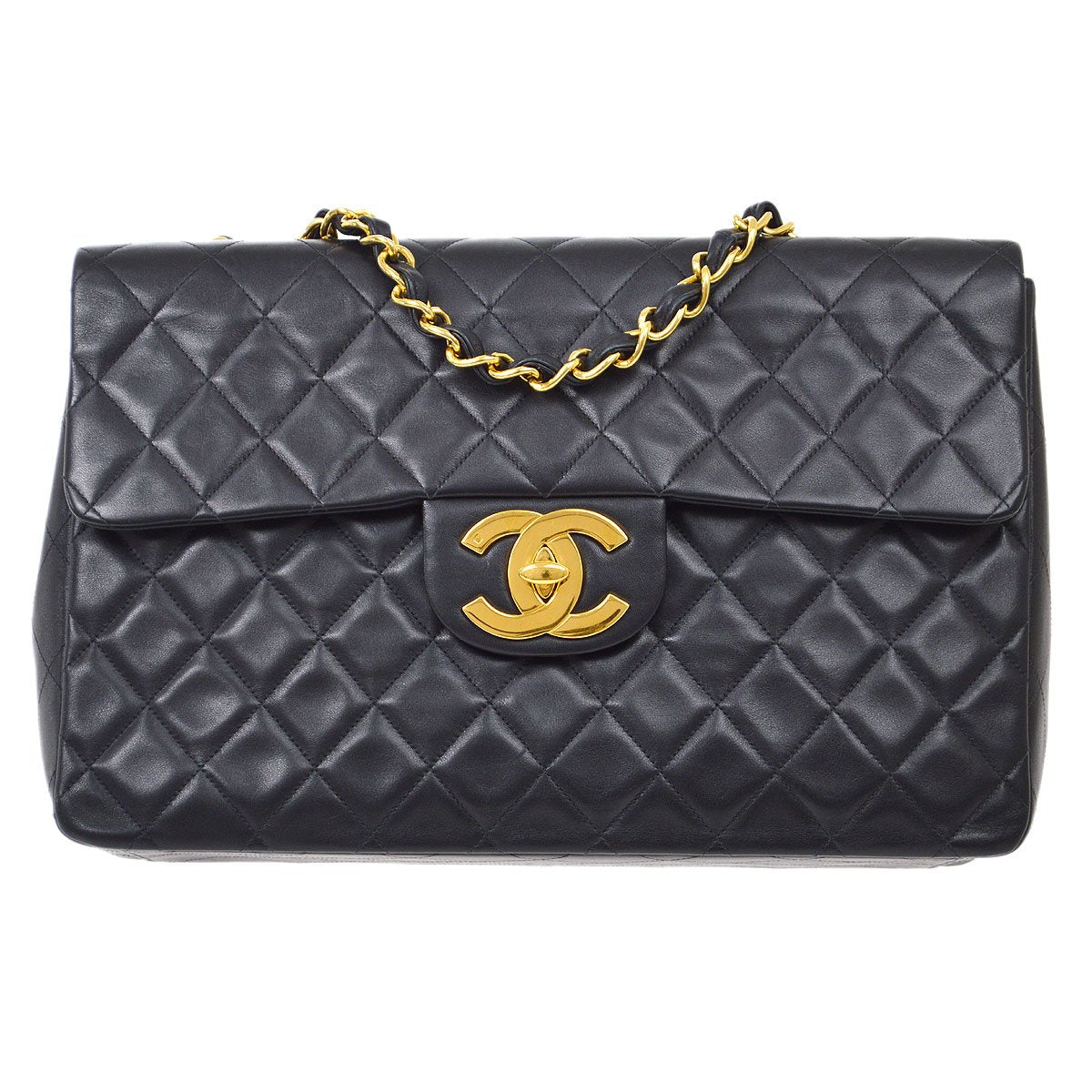 CHANEL 1994-1996 Classic Flap Maxi Black Lambskin 92998