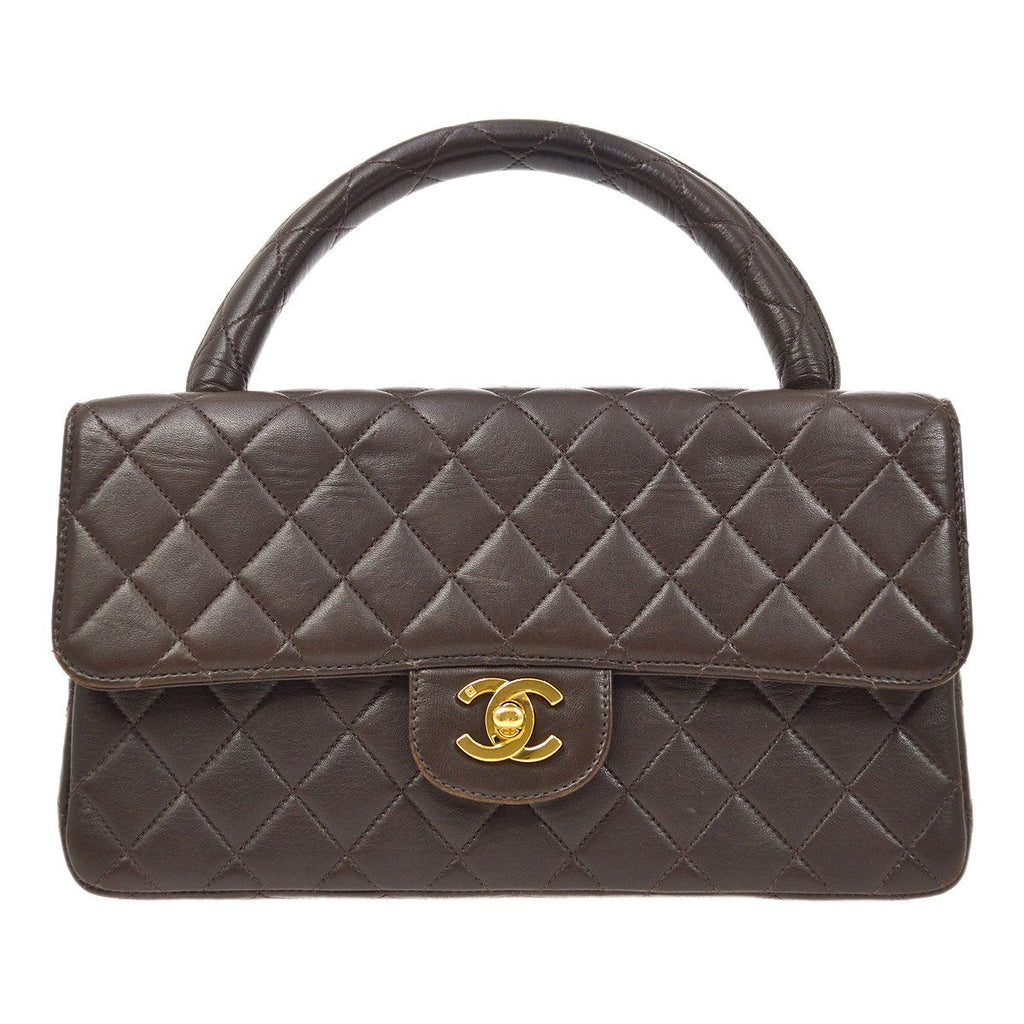 CHANEL 1994 Classic Flap Handbag Medium Brown Lambskin 93062