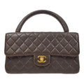 CHANEL 1994 Classic Flap Handbag Medium Brown Lambskin 93062