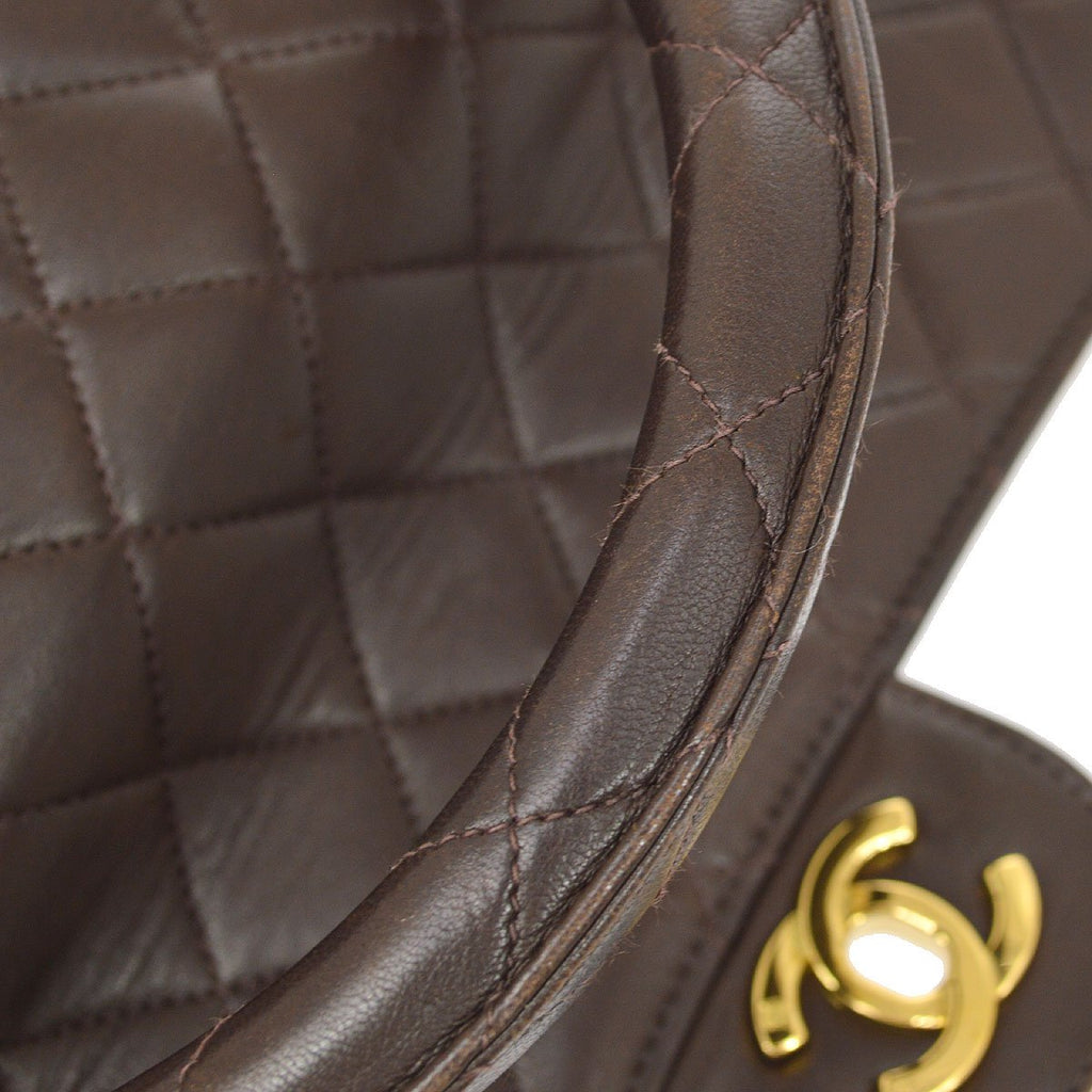 CHANEL 1994 Classic Flap Handbag Medium Brown Lambskin 93062