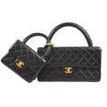 CHANEL 1994-1996 Classic Single Flap Handbags Set Black Lambskin 72957