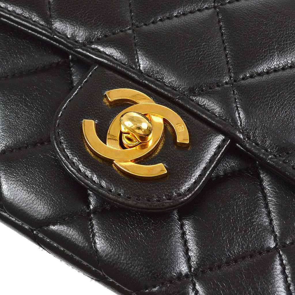 CHANEL 1994-1996 Classic Single Flap Handbags Set Black Lambskin 72957