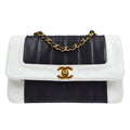 CHANEL 1991-1994 Vertical Border Flap Small Navy Lambskin 60891