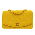 CHANEL 1991-1994 Diana Flap Medium Yellow Linen 51912