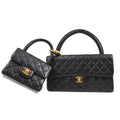 CHANEL 1994 Classic Flap Handbags Set Black Lambskin 52051