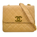 CHANEL 1994-1996 Beige Lambskin Straight Flap Medium 13790