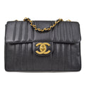 CHANEL 1991-1994 Vertical Classic Flap Jumbo Black Caviar 14120