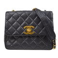 CHANEL 1994-1996 Big CC Straight Flap Bag Medium Black Caviar 84105