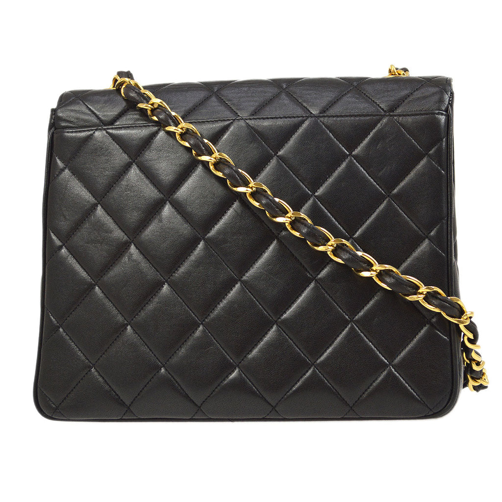 CHANEL 1994-1996 Big CC Straight Flap Medium Black Lambskin 84270