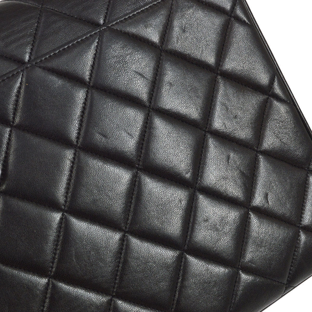 CHANEL 1994-1996 Big CC Straight Flap Medium Black Lambskin 84270