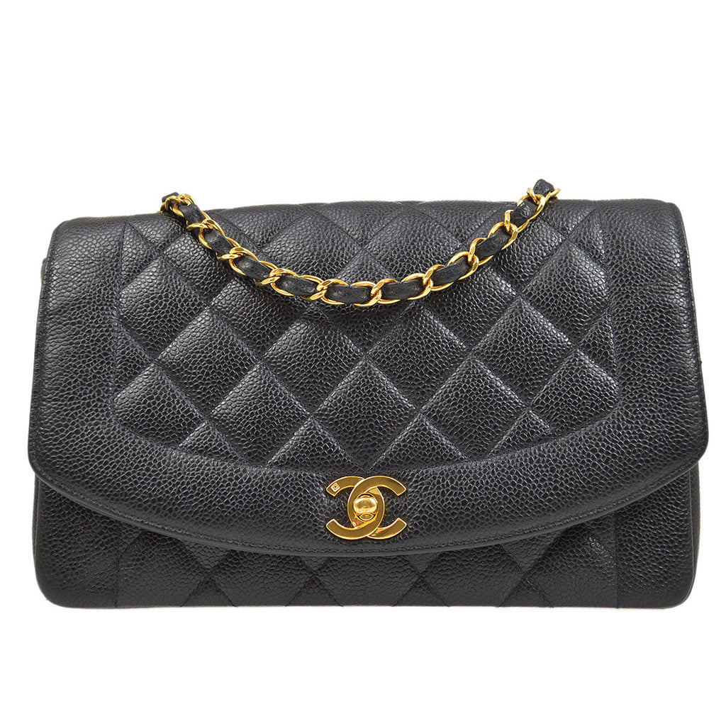 CHANEL 1994-1996 Diana Flap Medium Black Caviar 73182