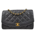 CHANEL 1994-1996 Diana Flap Medium Black Caviar 73182