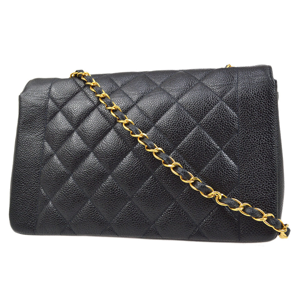CHANEL 1994-1996 Diana Flap Medium Black Caviar 73182