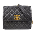 CHANEL 1994-1996 Black Lambskin Straight Flap Medium 94748