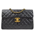 CHANEL 1991-1994 Black Lambskin Classic Flap Maxi 75041