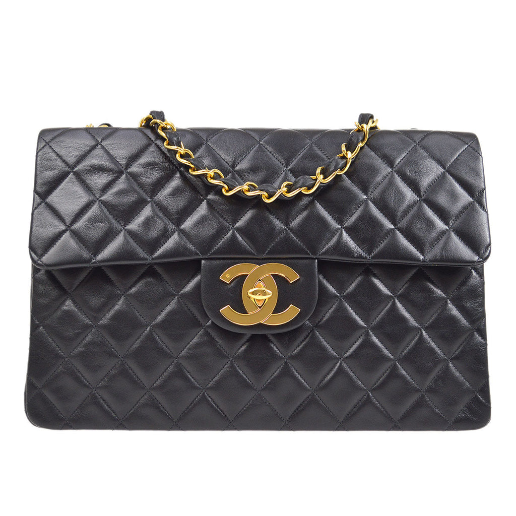 CHANEL 1994-1996 Classic Flap Maxi Black Lambskin 75151