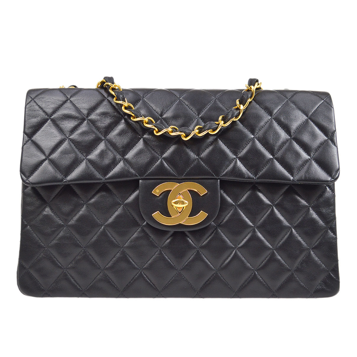 CHANEL 1994-1996 Classic Flap Maxi Black Lambskin 75151