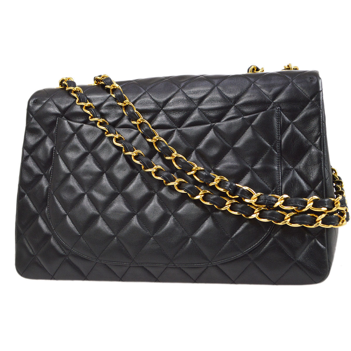 CHANEL 1994-1996 Black Lambskin Classic Flap Maxi 75100