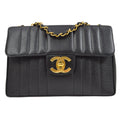 CHANEL 1994-1996 Big CC Vertical Classic Flap Jumbo Black Caviar 74701