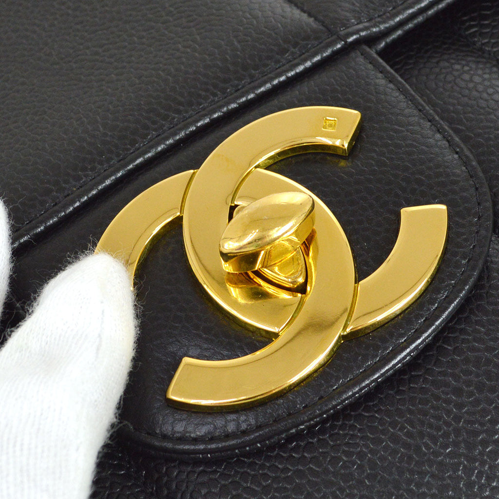 CHANEL 1994-1996 Big CC Vertical Classic Flap Jumbo Black Caviar 74701