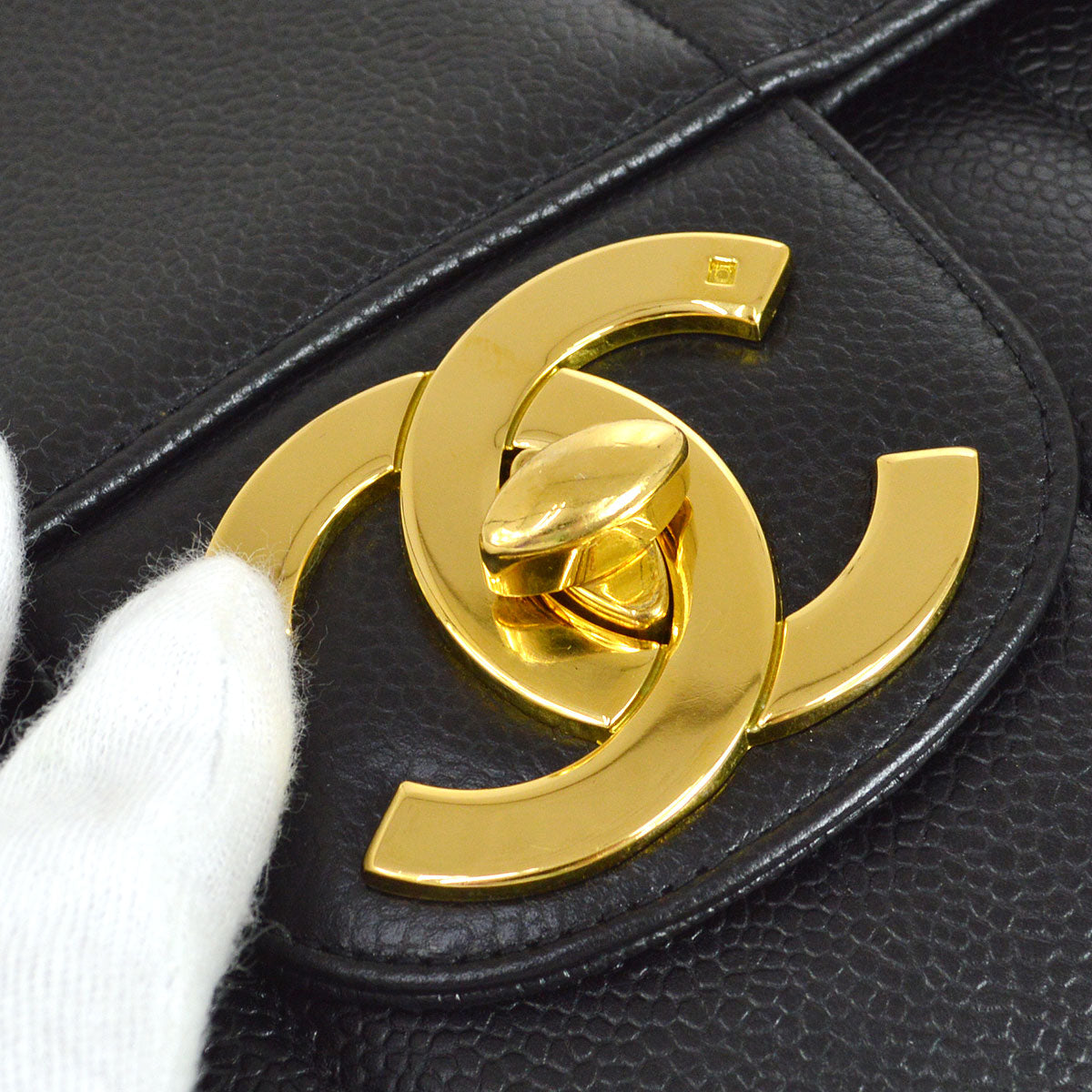 CHANEL 1994-1996 Big CC Vertical Classic Flap Jumbo Black Caviar 74701
