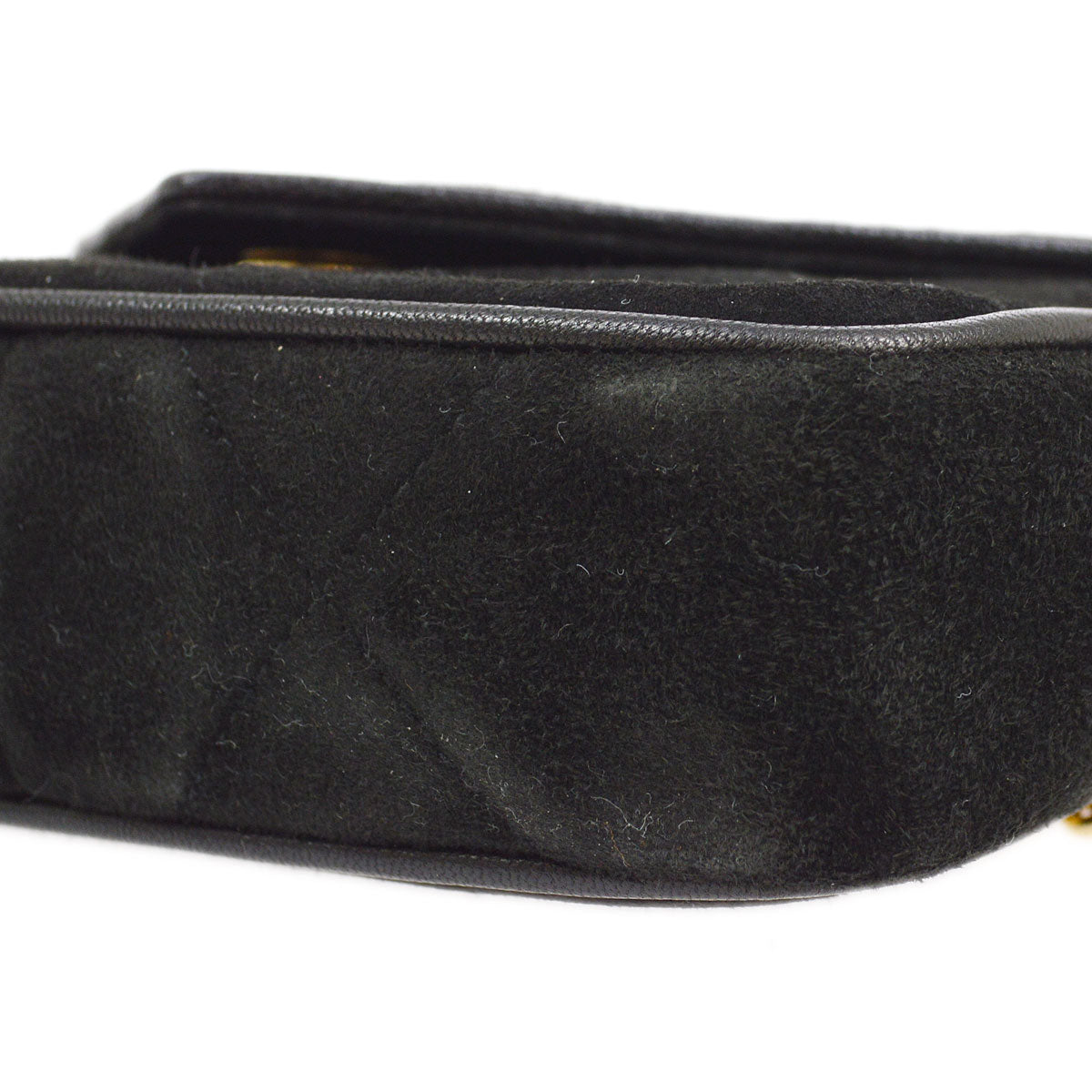 CHANEL 1989-1991 Diamond Shoulder Bag Mini Black Suede
