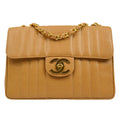 CHANEL 1994-1996 Vertical Classic Flap Jumbo Beige Caviar 53759