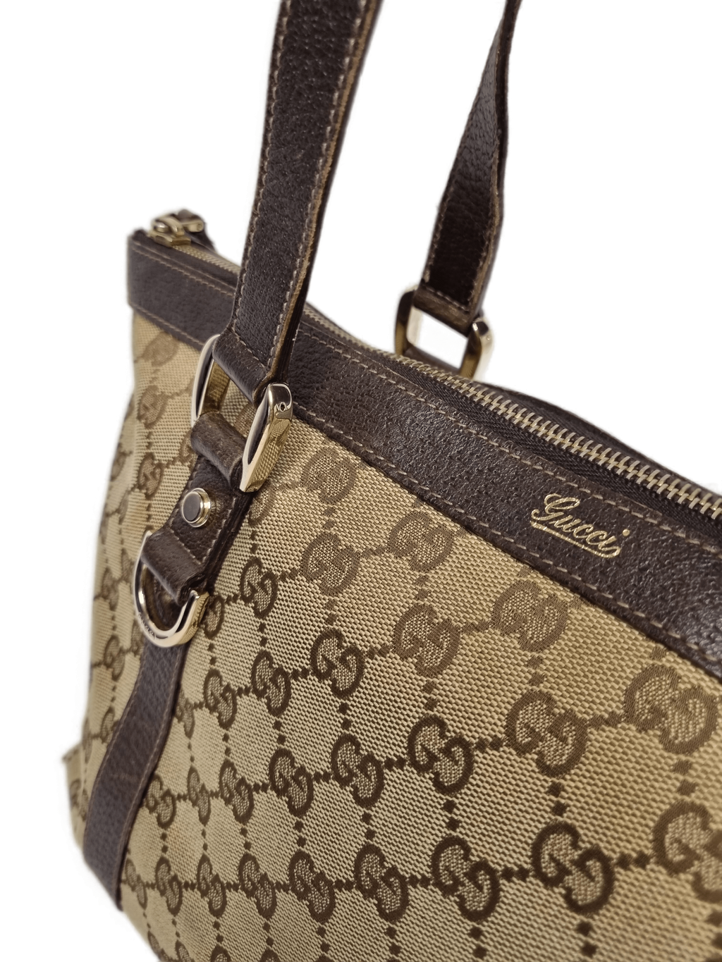 Gucci GG Beige & Dark Brown Jacquard Leather Bag