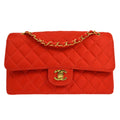 CHANEL 1994-1996 Classic Single Flap Medium Red Nylon 56465