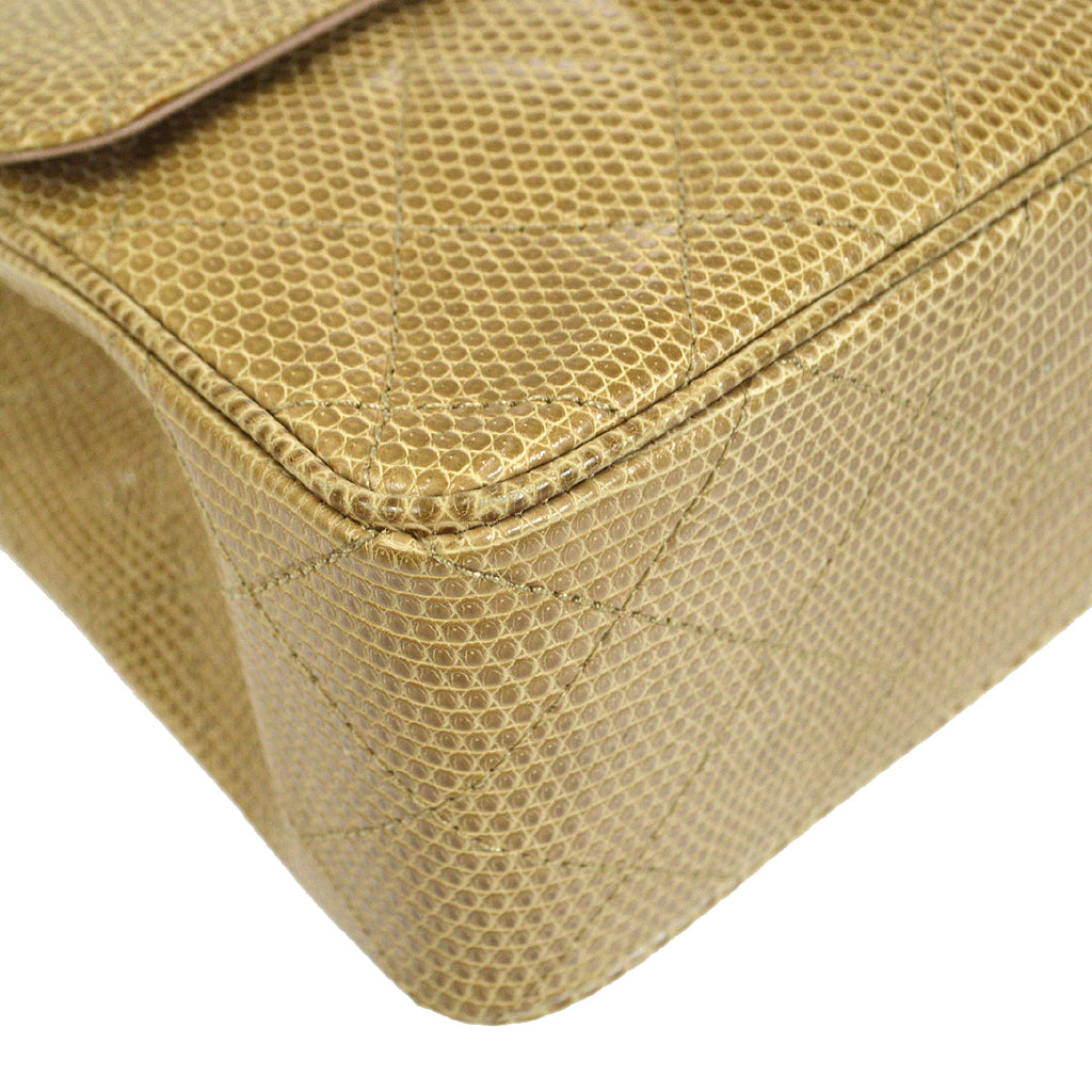 CHANEL 1991-1994 Classic Square Flap Mini Beige Lizard 47683