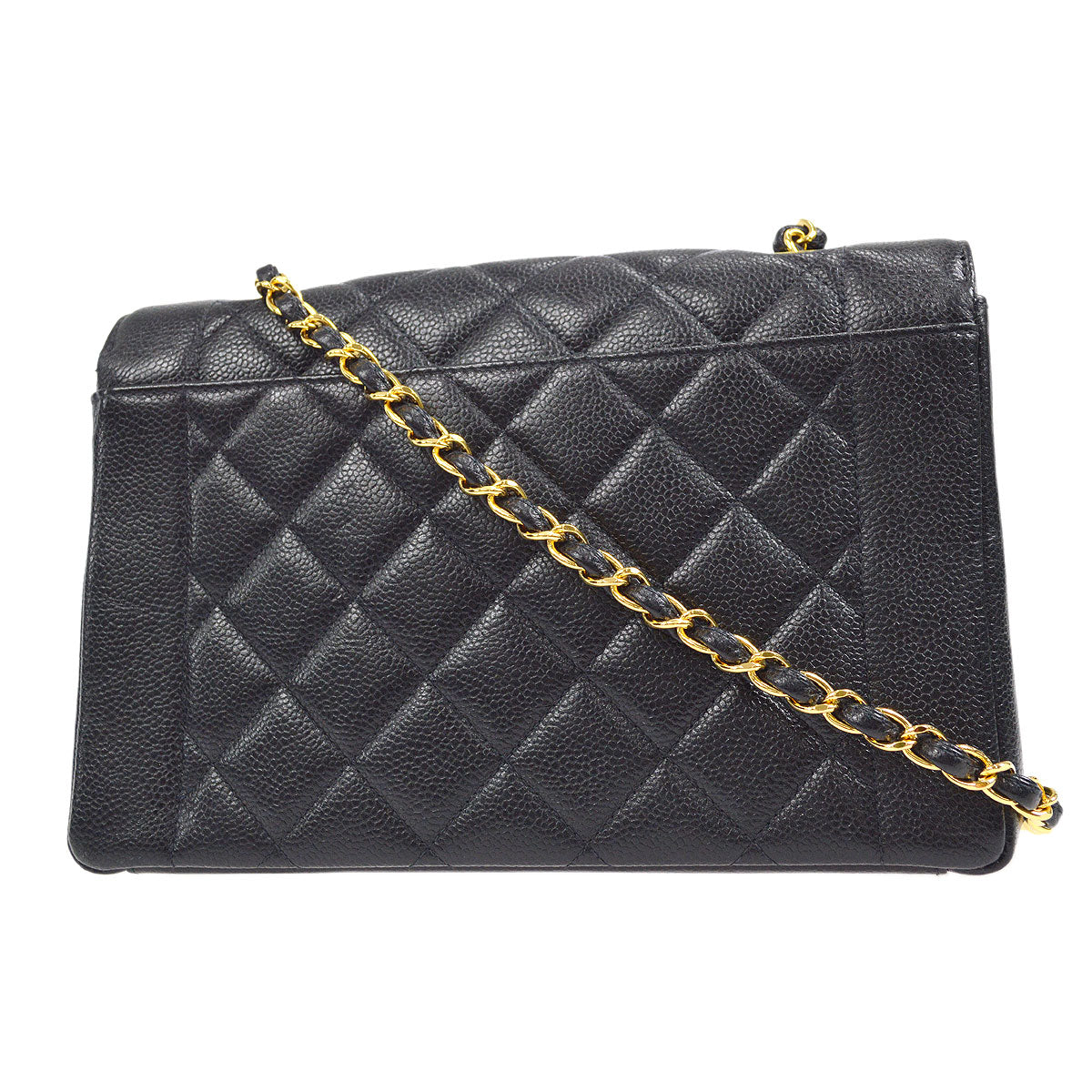 CHANEL 1994-1996 Tall Diana Flap Medium Black Caviar 17140