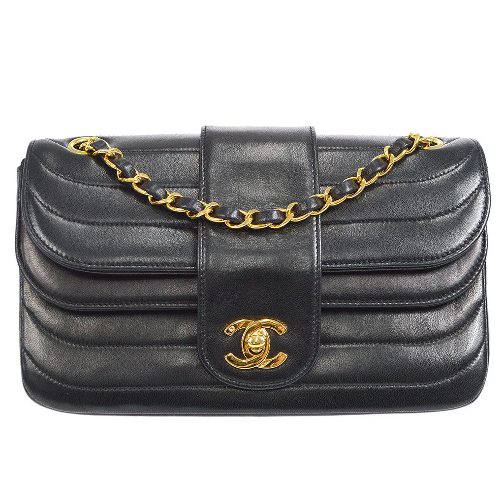 CHANEL 1991-1994 Horizontal Flap Small Black Lambskin 17861