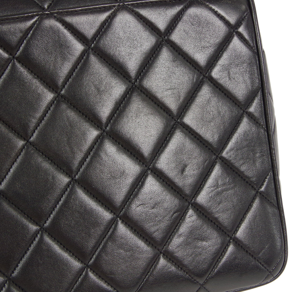 CHANEL 1994-1996 Straight Flap Medium Black Lambskin 47549
