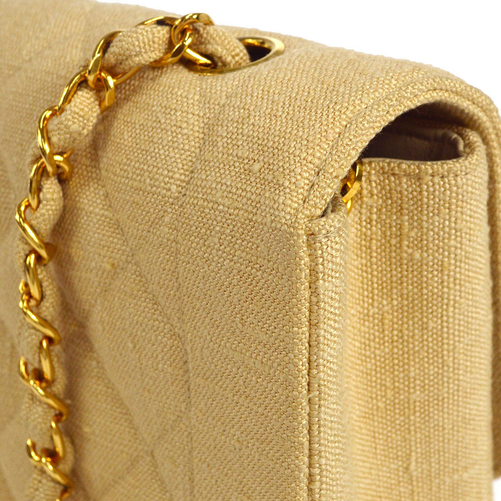 CHANEL 1991-1994 Diana Flap Medium Beige Linen 27239