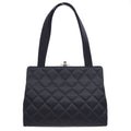 CHANEL 1996-1997 Kisslock CC Handbag Black Satin