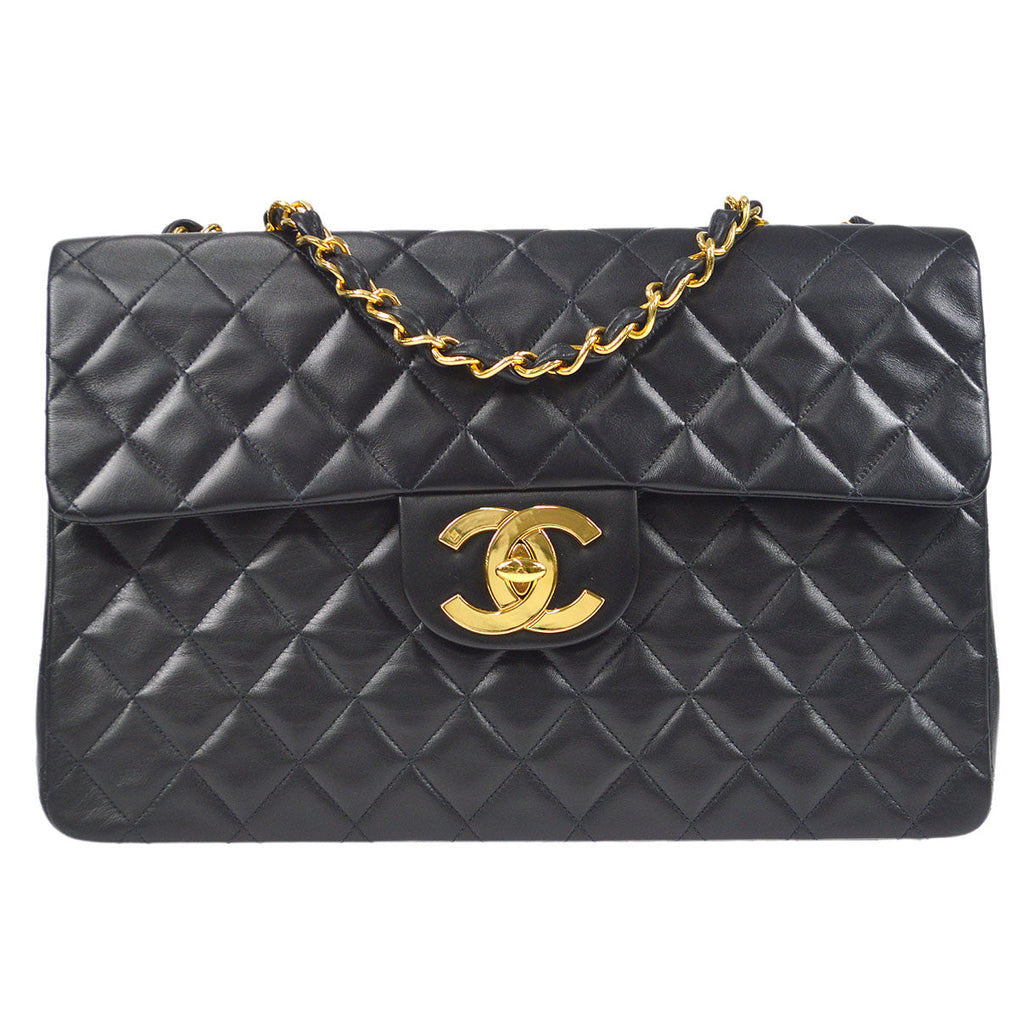 CHANEL 1994-1996 Classic Flap Maxi Black Lambskin 66455