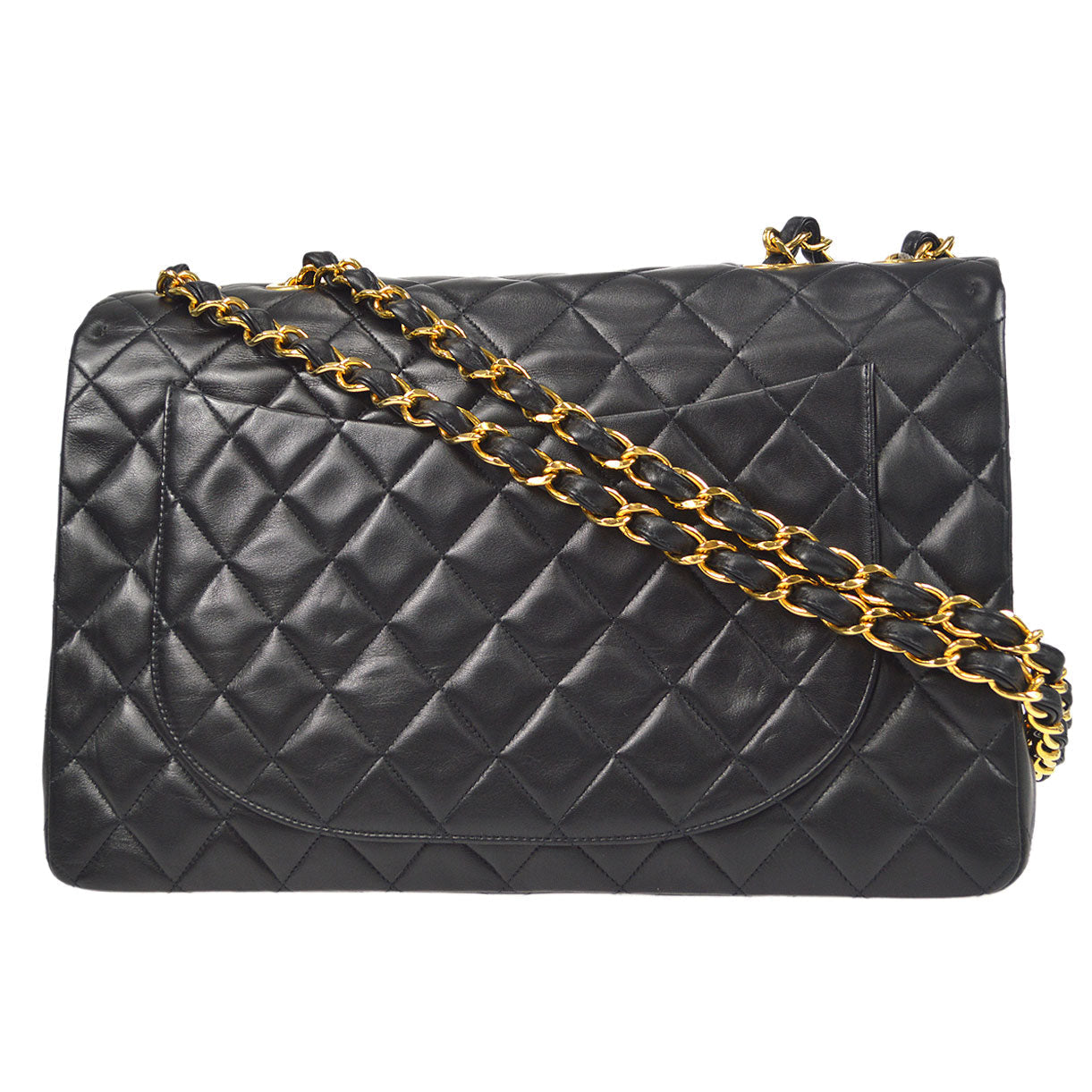 CHANEL 1994-1996 Classic Flap Maxi Black Lambskin 66455